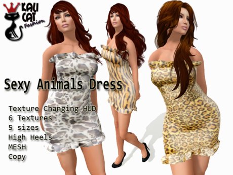 Second Life Marketplace - .::=Kali Cat Fashion=::. Sexy Animals Dress